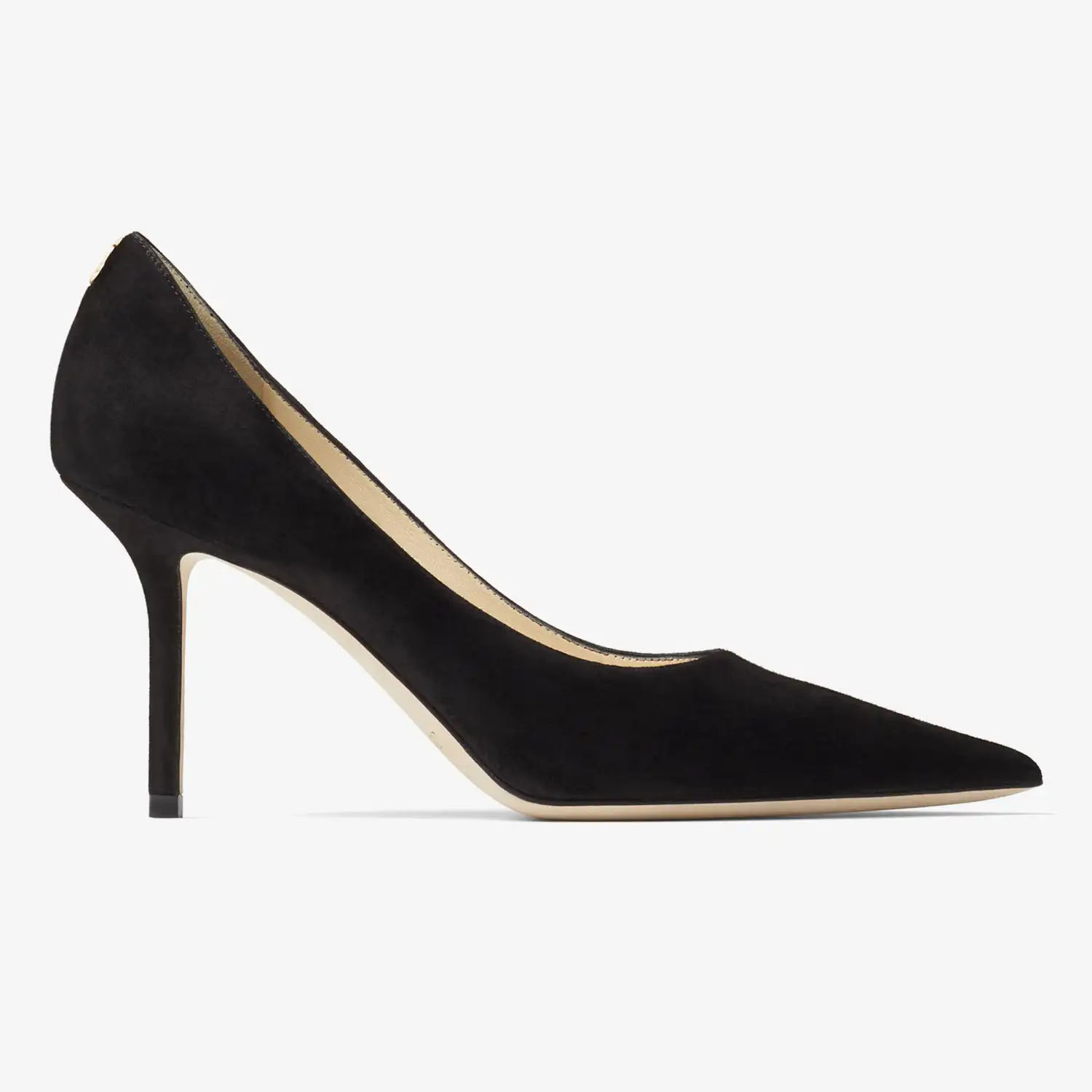 JIMMY CHOO JC logo botão preto salto fino de veludo