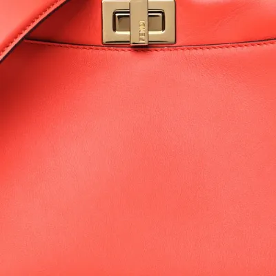 Fendi Mini FF Peekaboo Iconic Satchel Tulipano/Miele/Moro Seta Vitello Leather & Suede Gold Hardware
