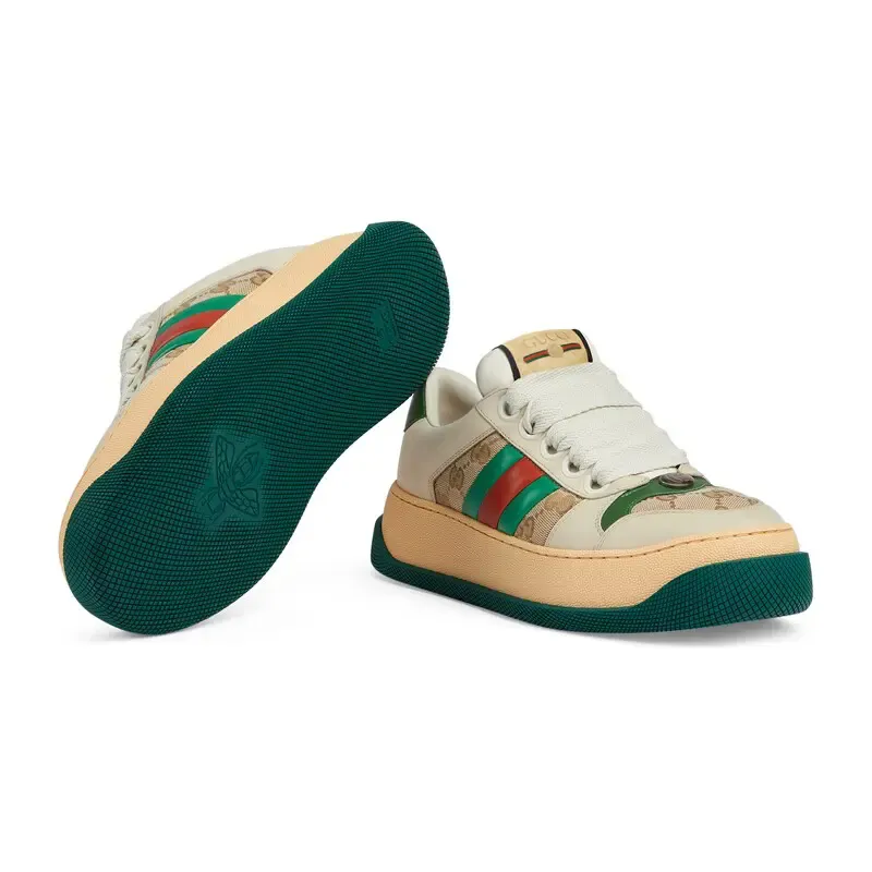 Gucci Screener series women's sports shoes white green Sneakers