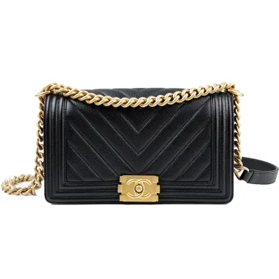 Chanel Lleboy Black Quilted Caviar Leather Shoulder Bags Crossbody Bags