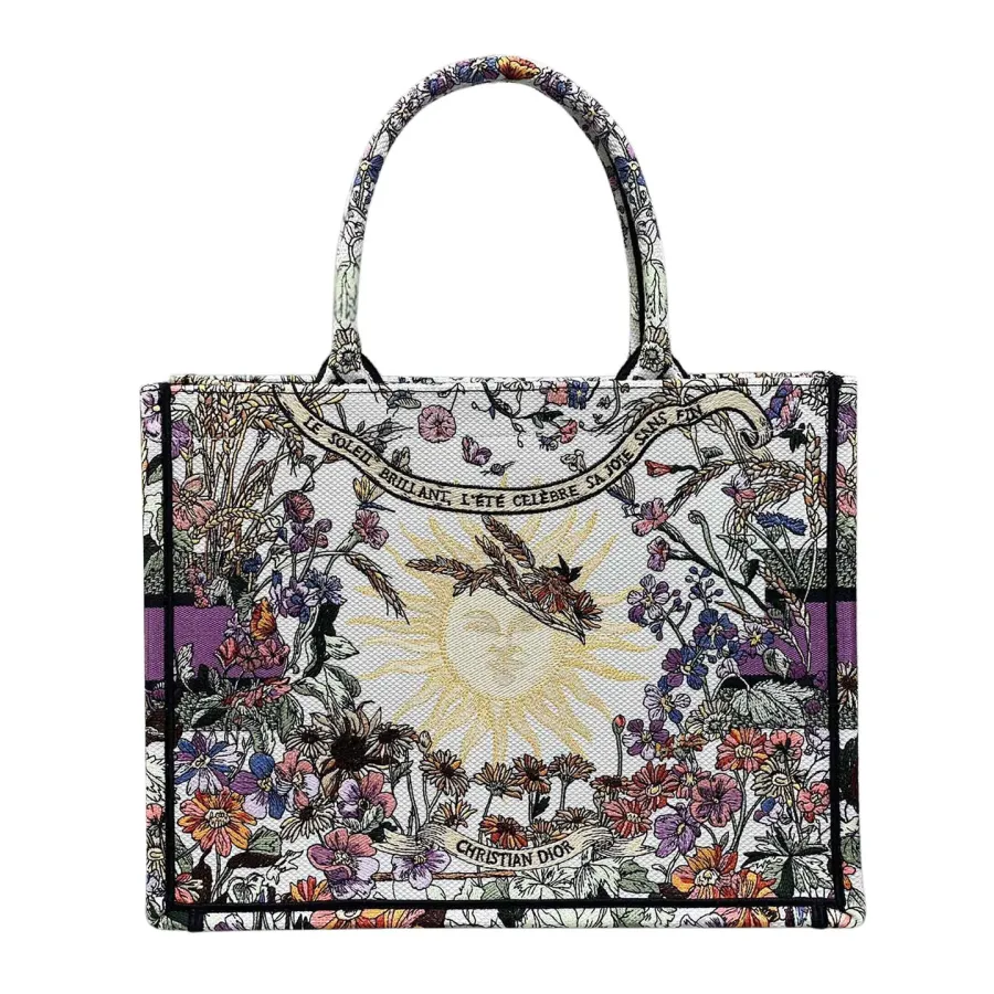 Dior Medium Dior Book Tote Ecru Multicolor Dior 4 Saisons Ete Soleil Embroidery