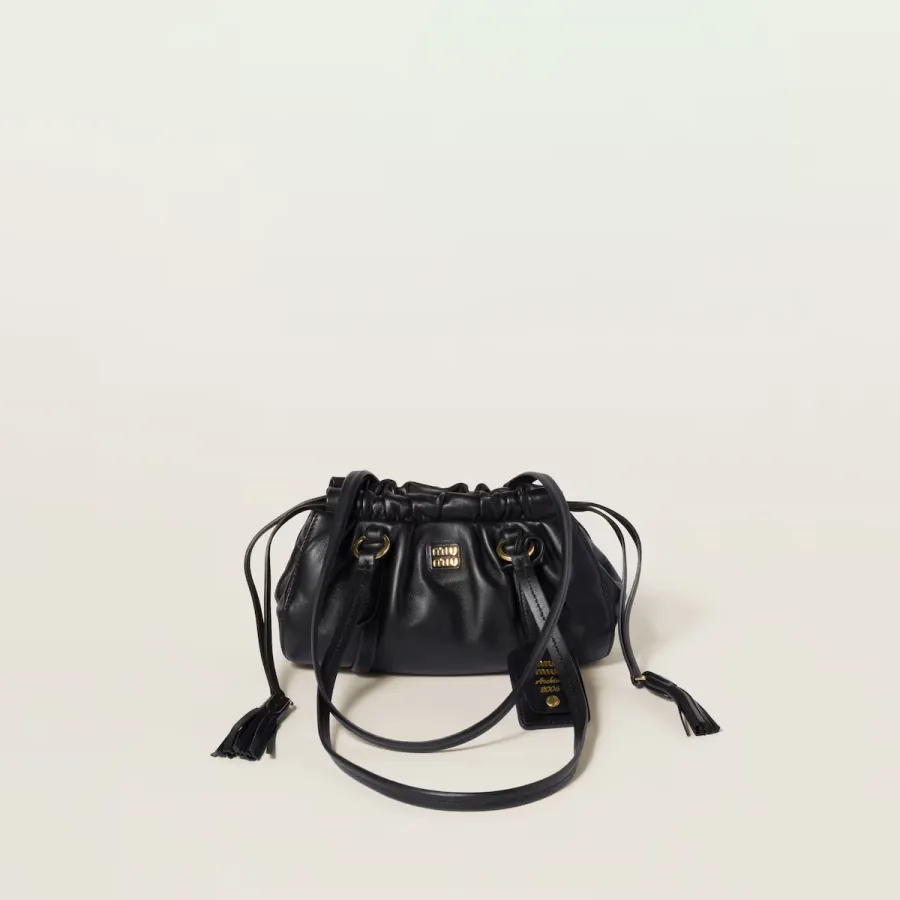 Miu Miu Joie Nappa Quilted Lambskin Leather Black Shoulder Bags