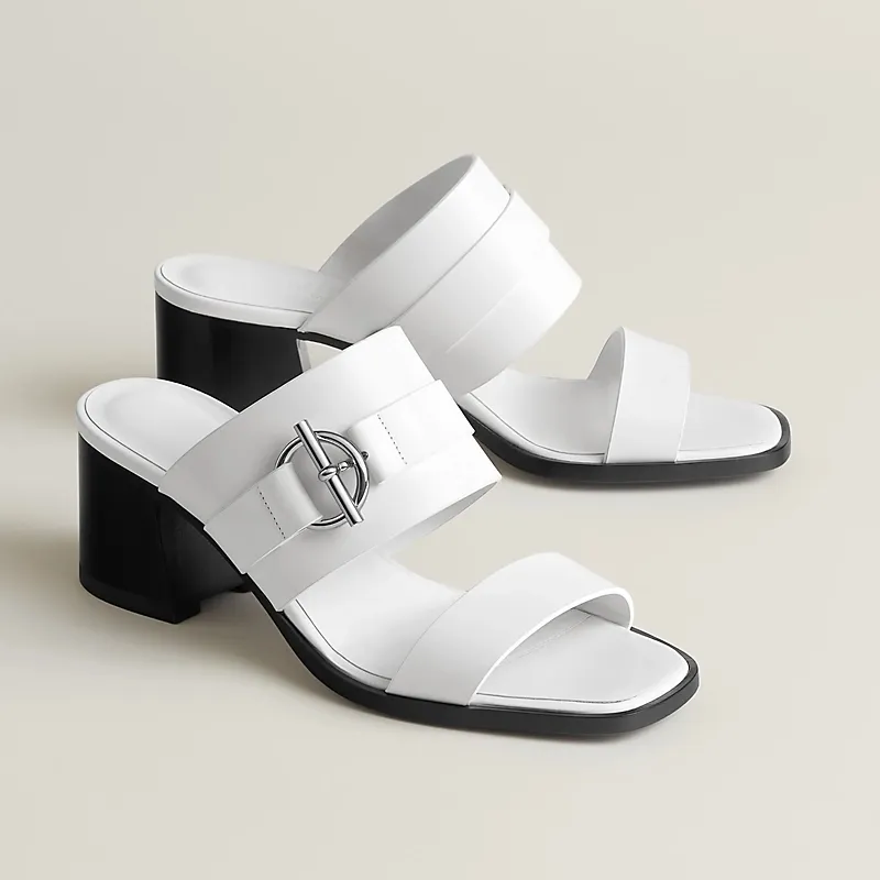 HERMES Kute Slippers High-heeled slippers white High Heels Sandal
