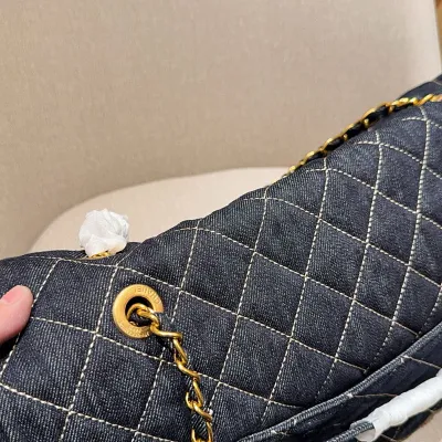 Chanel Denim color / Black Tote Bags 45cm Shoulder Bags
