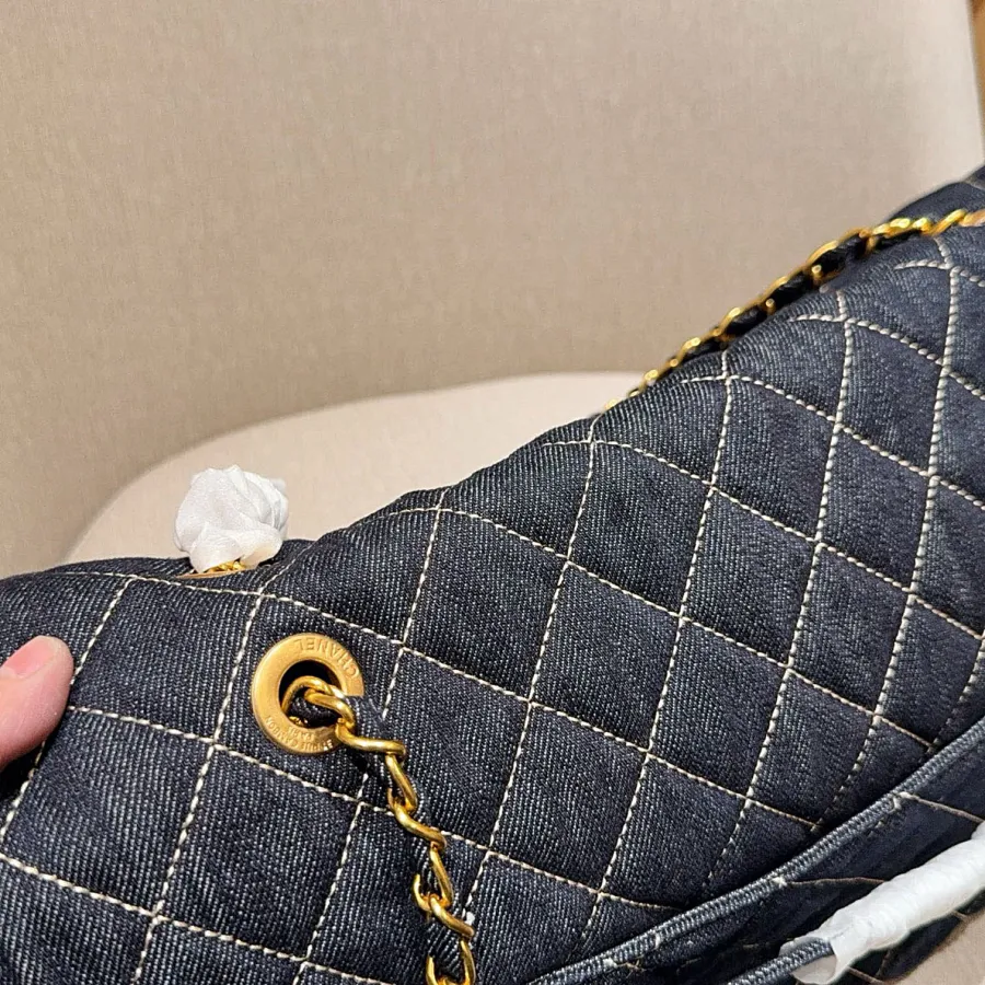 Chanel Denim color / Black Tote Bags 45cm Shoulder Bags