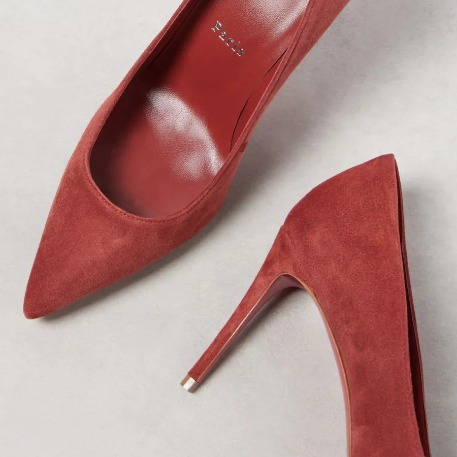 Christian Louboutin Red suede heels, pointy stiletto heels