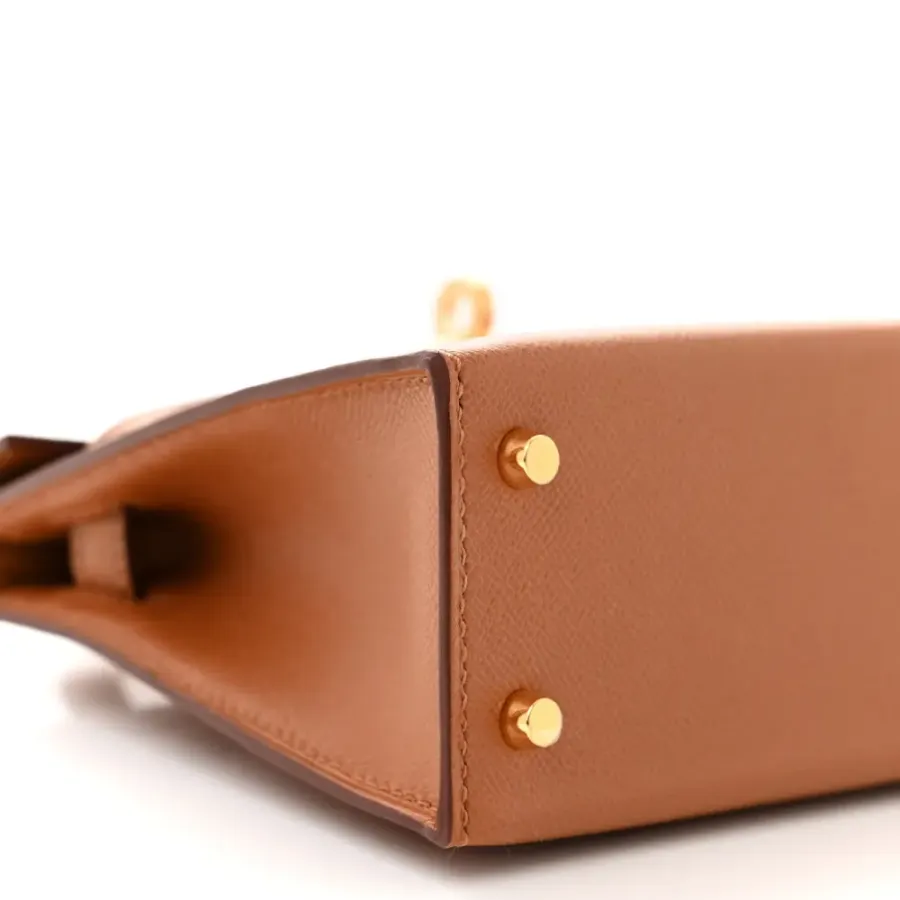 Hermès Mini Kelly Sellier Touch 20 Brown Madame Calfskin & Matte Alligator Leather Gold Hardware