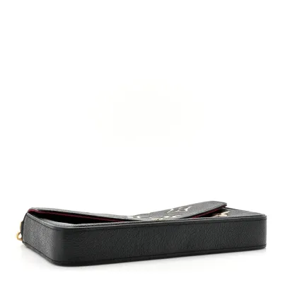 Louis Vuitton Felicie Pochette PM Black/Beige Giant Monogram Empreinte Leather Gold Hardware