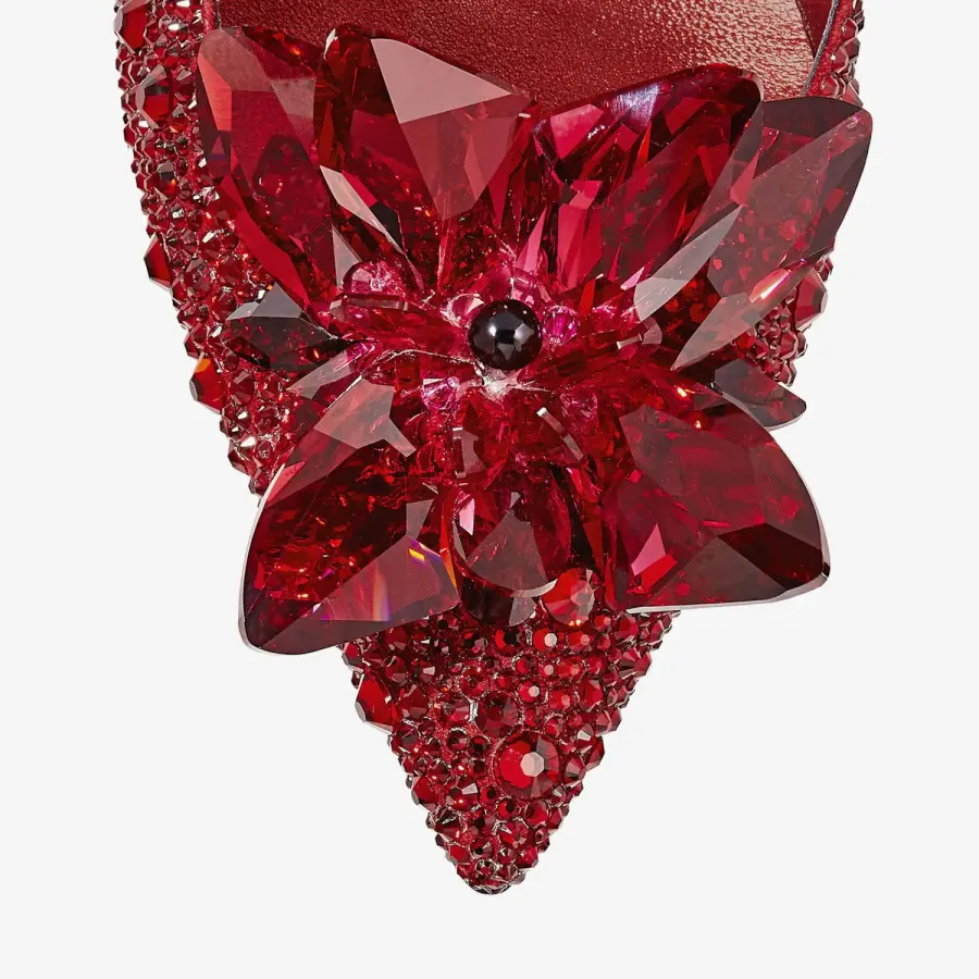 JIMMY CHOO Red crystal hot diamond leather pointed heels