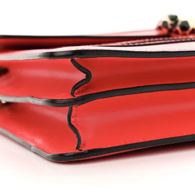 Bvlgari Medium Serpenti Forever Shoulder Bag Red Calfskin Leather Gold Hardware