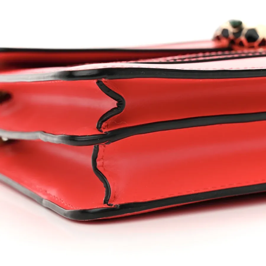 Bvlgari Medium Serpenti Forever Shoulder Bag Red Calfskin Leather Gold Hardware