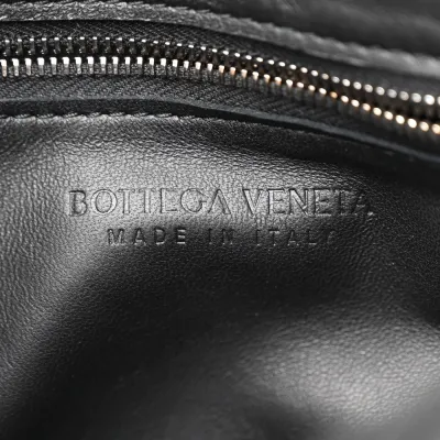 Bottega Veneta Maxi Intrecciato Cassette Crossbody Bag Black Lambskin Leather