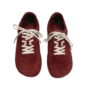 Bottega Veneta Orbit Flash Sneakers In Burgundy Suede Lace-Up Sneaker