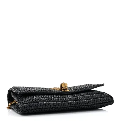 Saint Laurent Medium Kate 99 Tassel Monogram Raffia Black Gold Hardware