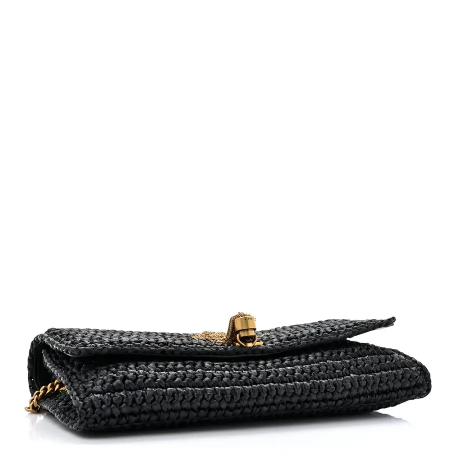 Saint Laurent Medium Kate 99 Tassel Monogram Raffia Black Gold Hardware