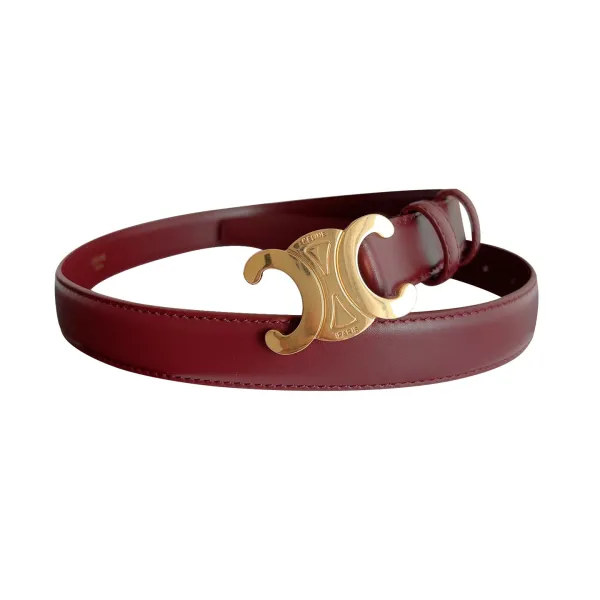 Celine Triomphe Buckle Revesible Belt In Burgundy/Red/Blue/Pink/White/Brown/Black Calfskin With Gold Hardware 25mm
