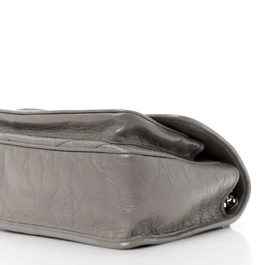 Saint Laurent Medium Niki Chain Satchel Fog Crinkled Monogram Calfskin Matelasse Leather Ruthenium Hardware