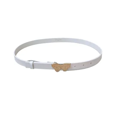 Dior Women' s Butterfly Buckle Belt In Black/White/Blue/Brown Calfskin With Gold/Silver Hardware 20mm