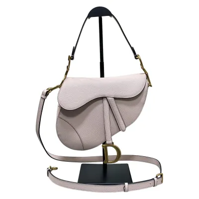 Dior Medium Saddle Bag With Strap Blue Denim Dior Oblique Jacquard/Powder Pink/Stone Gray/Cedar Green/Blue Grained Calfskin Gold Hardware