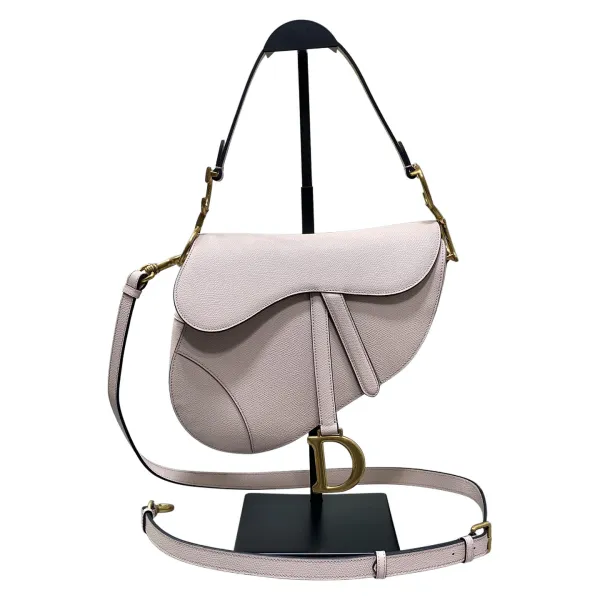 Dior Medium Saddle Bag With Strap Blue Denim Dior Oblique Jacquard/Powder Pink/Stone Gray/Cedar Green/Blue Grained Calfskin Gold Hardware - Image 6