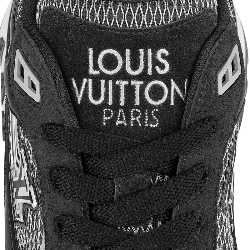 Louis Vuitton Men's black mesh quilted calfskin LV pattern sneakers