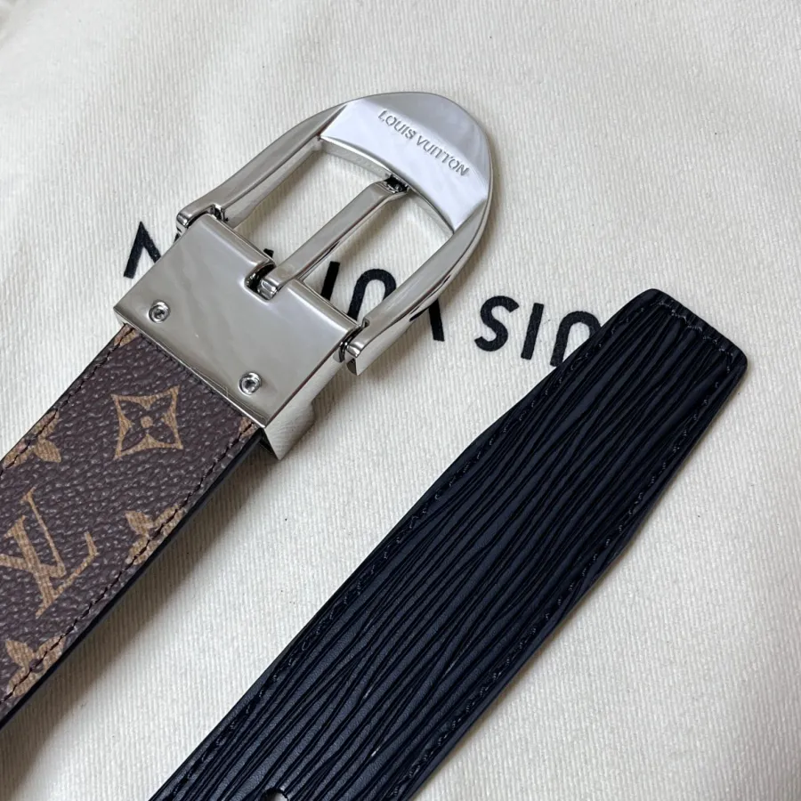 Louis Vuitton Women's Timeless Epi Belt In Black/Red/Pink Calfskin And Monogram Canvas With Gold/Silver Hardware 30mm