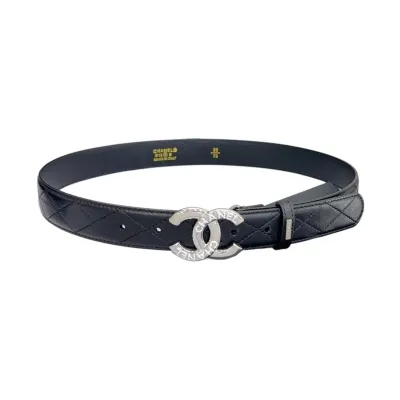 Chanel Women's CC Belt In Black/White/Beige/Red Lambskin With Gold/Silver Hardware 30mm