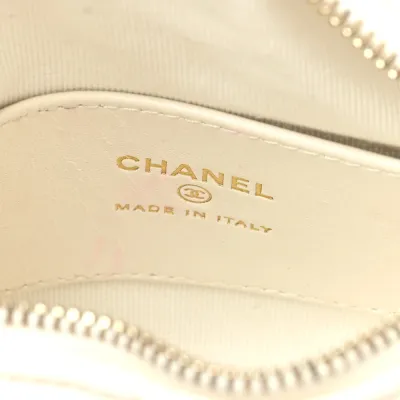 Chanel Chain Around Pouch Small White Quilted Lambskin Leather Light Gold Hardware