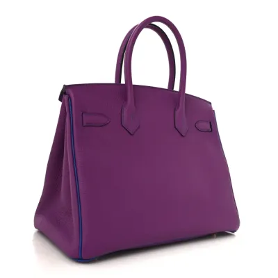 Hermès Horseshoe Birkin 30 Anemone / Bleu Electrique Togo Leather Gold Hardware