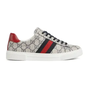 Gucci Ace series grey canvas sneakers woven fabric women's sports shoes