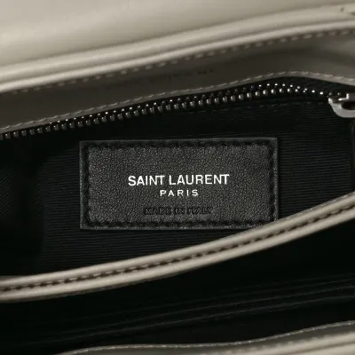 Saint Laurent Mini Loulou Crossbody Bag Crema Soft Y-Quilted Monogram Calfskin Leather Silver Hardware