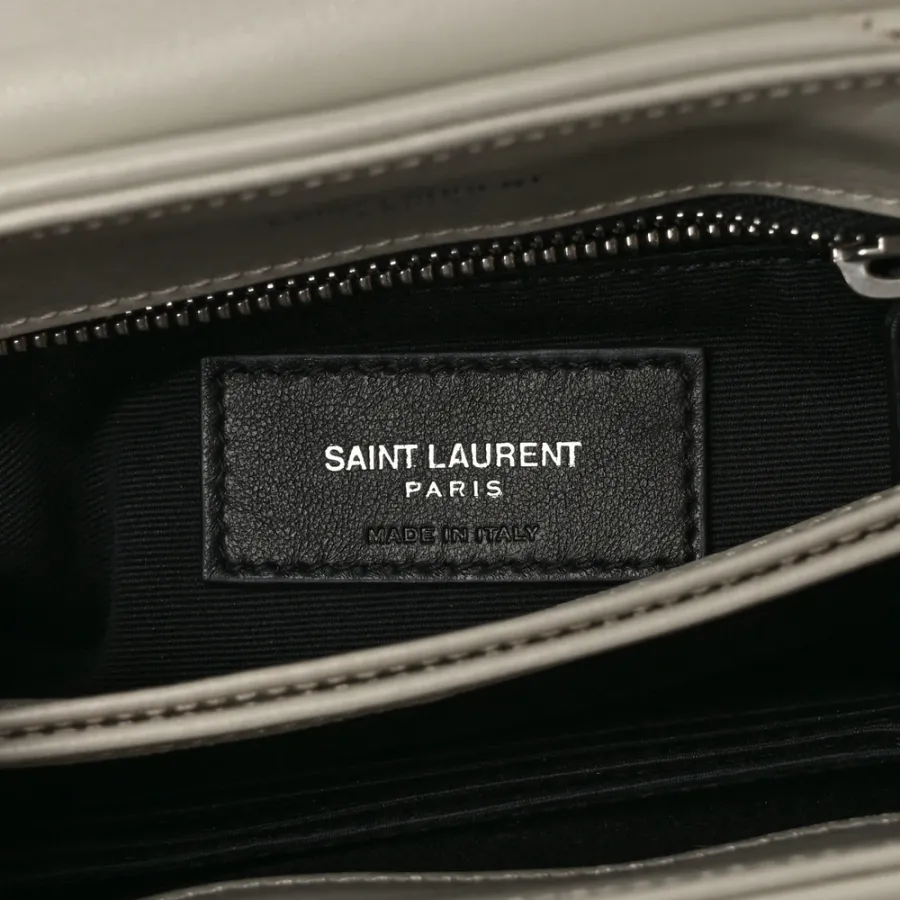 Saint Laurent Mini Loulou Crossbody Bag Crema Soft Y-Quilted Monogram Calfskin Leather Silver Hardware