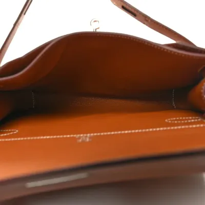 Hermès Kelly Dépêches 25 Pouch Brown Epsom Leather Silver Hardware