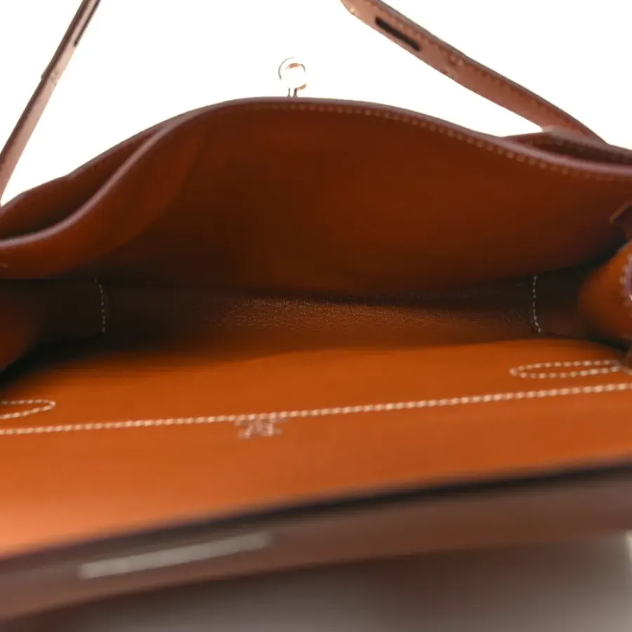 Hermès Kelly Dépêches 25 Pouch Brown Epsom Leather Silver Hardware