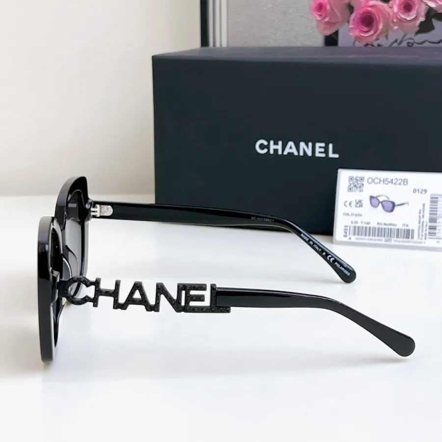CHANEL glasses all black color size 53口17-145