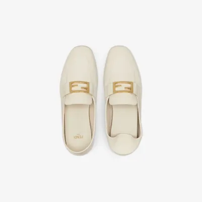 FENDI White leather loafers