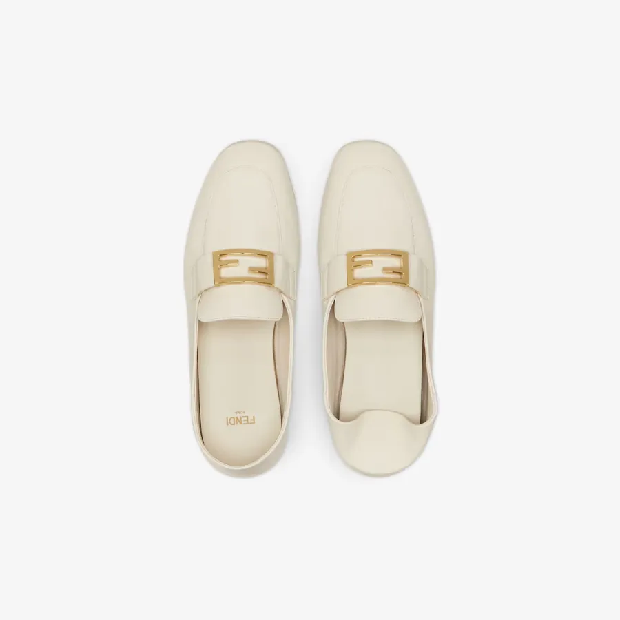 FENDI White leather loafers