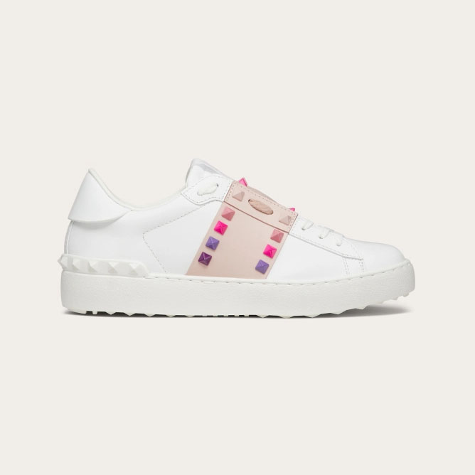 VALENTINO Tênis plataforma femininos em couro de bezerro