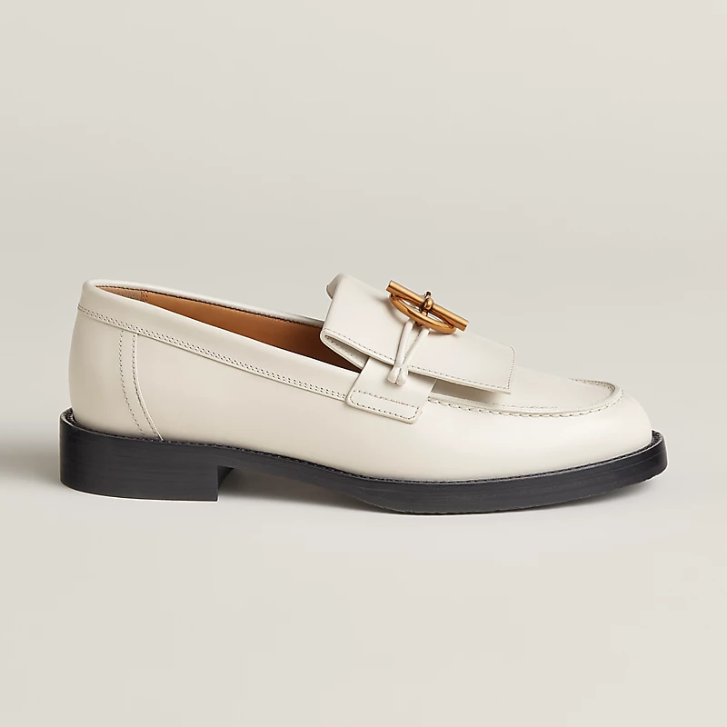 HERMES Impact White Loafers