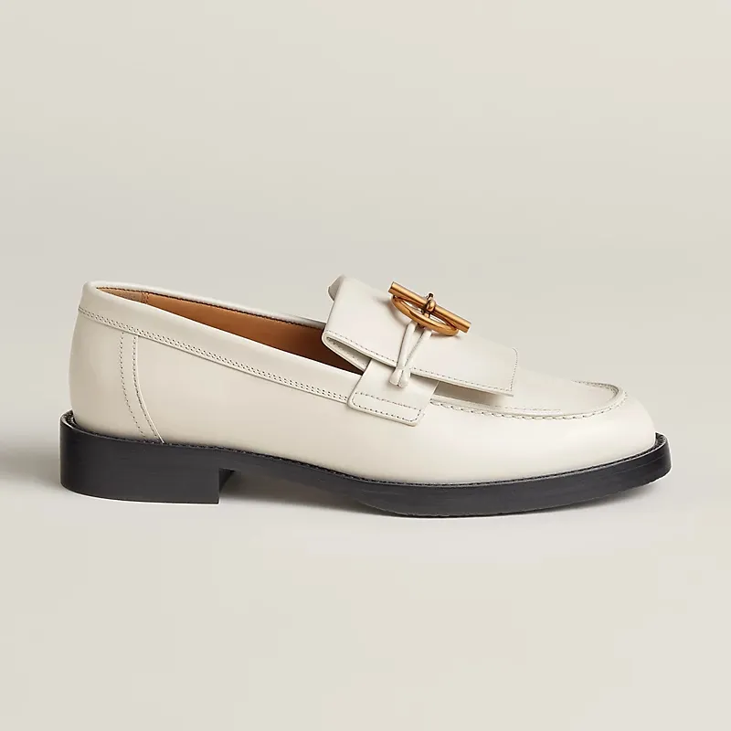 HERMES Impact White Loafers