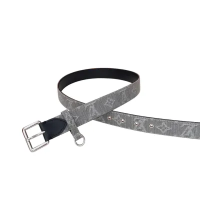 Louis Vuitton Women's D-Ring Raffia Belt In Grey Monogram Canvas With Silver Hardware 30mm