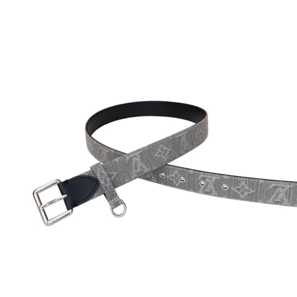 Louis Vuitton Women's D-Ring Raffia Belt In Grey Monogram Canvas With Silver Hardware 30mm - Image 3