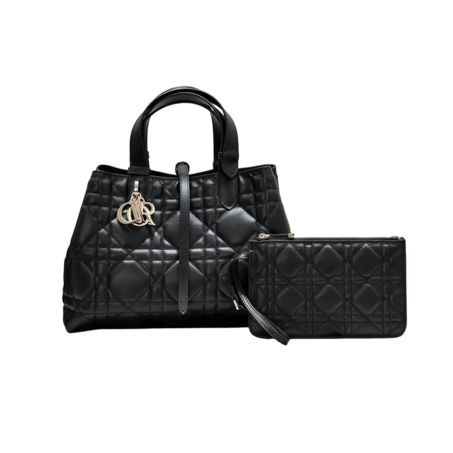 Dior Medium Dior Toujours Bag In Black Macrocannage Calfskin With Gold Hardware