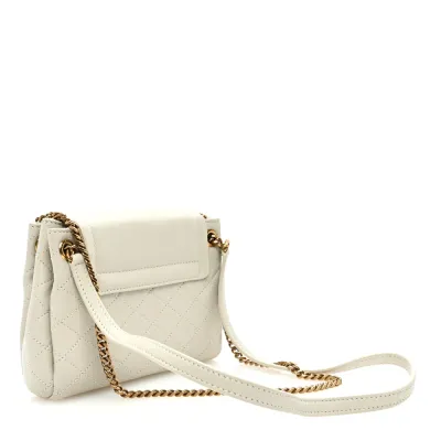 Saint Laurent Mini Nolita Blanc Vintage Quilted Monogram Lambskin Leather Aged Gold Hardware