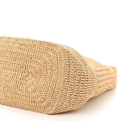 Saint Laurent Medium Hobo Naturale Monogram Raffia Aged Gold Hardware