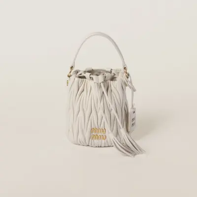 Miu Miu Matelassé Quilted Lambskin Leather white Bucket Bags