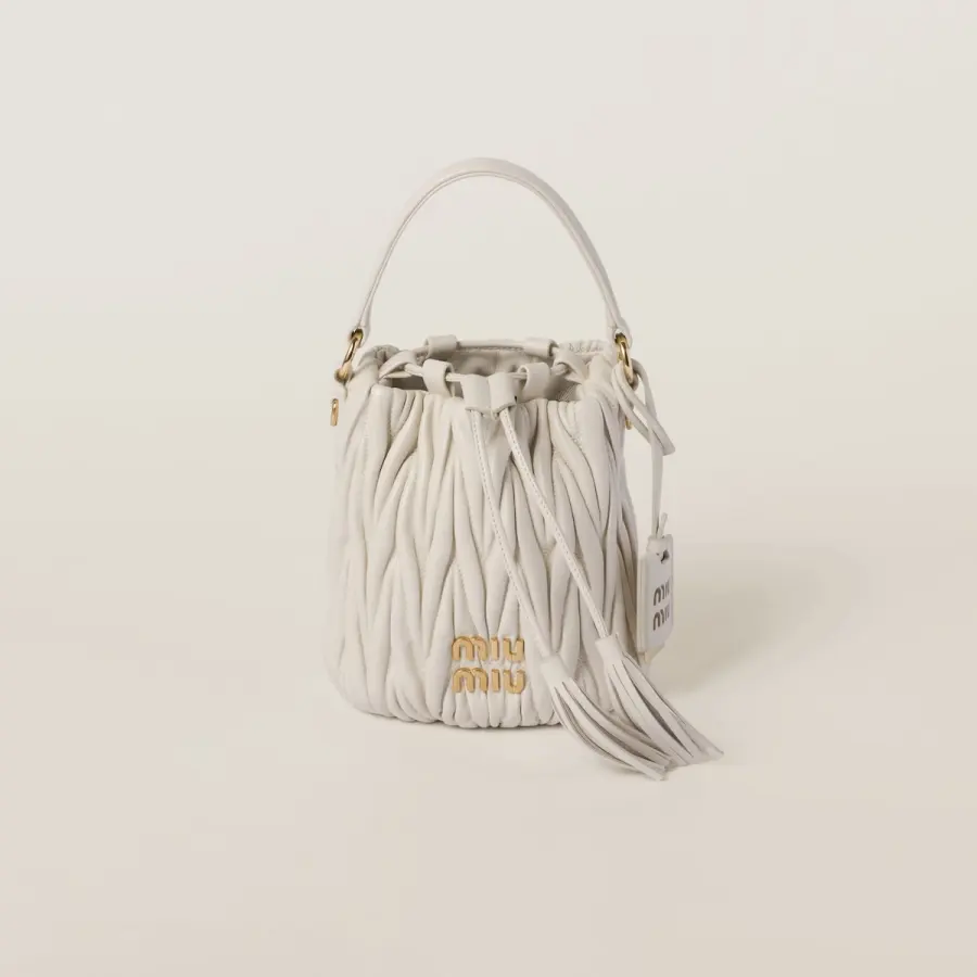 Miu Miu Matelassé Quilted Lambskin Leather white Bucket Bags