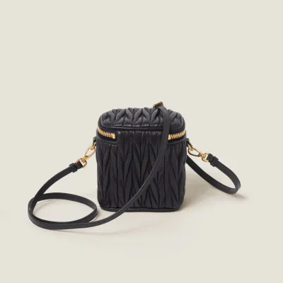 Miu Miu Quilted Lambskin Leather Black Bucket Bags