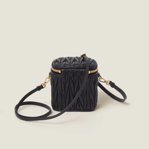 Miu Miu Quilted Lambskin Leather Black Bucket Bags - Image 2