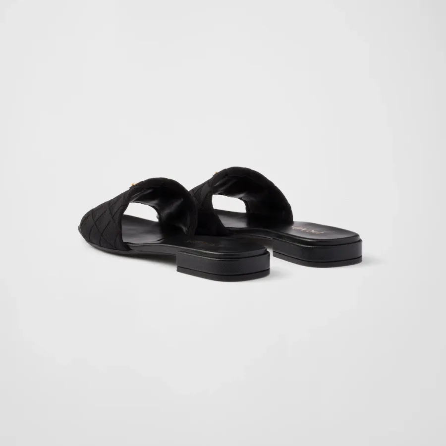 PRADA Black embroidered fabric slippers